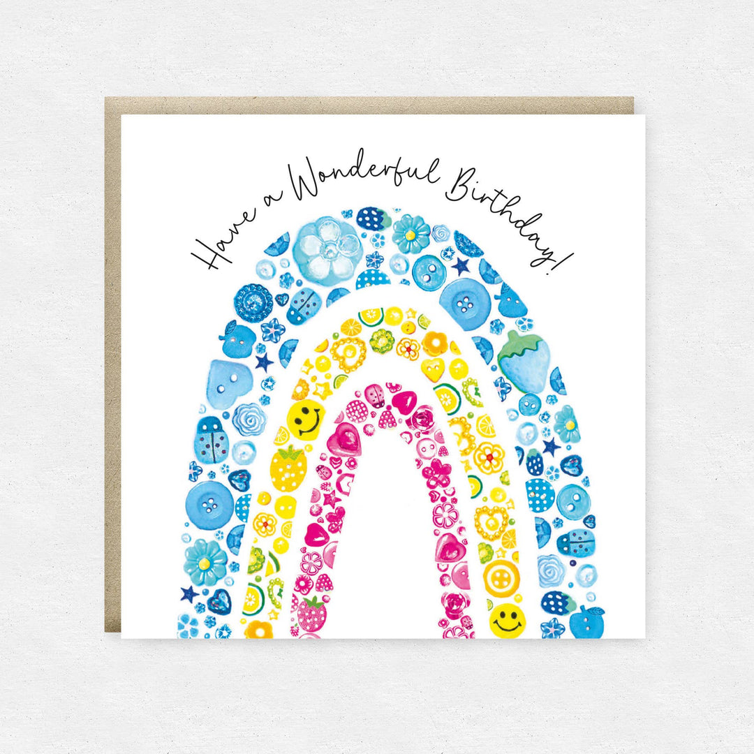 Happy Street - Rainbow Buttons Greetings Card | Button Birthday Card