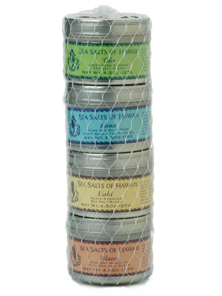 Sea Salts of Hawaii Hukilau Fish Net Package Four 4 oz tins