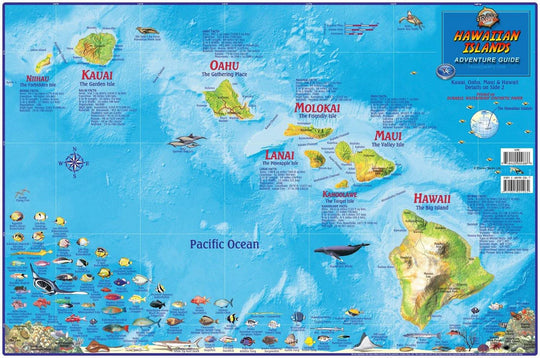 Hawaiian Islands Laminated Map