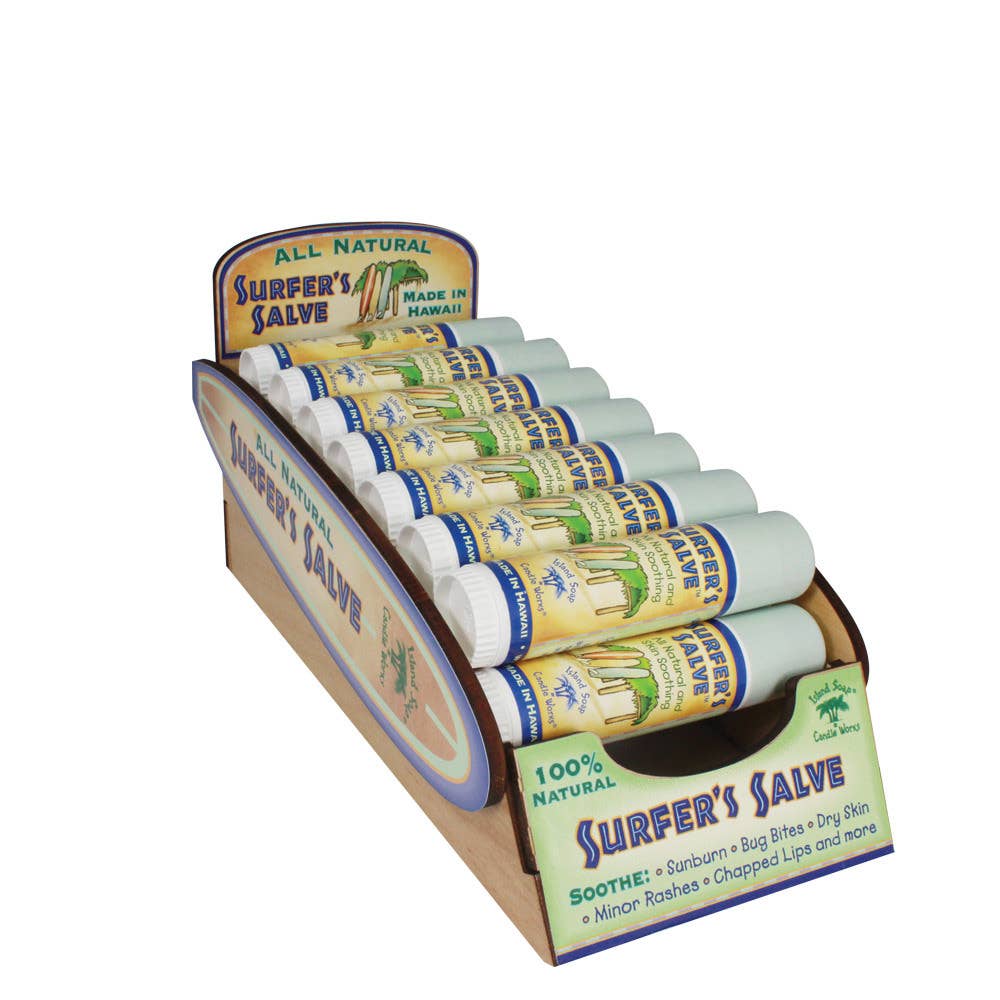 Island Soap & Candle Works - Surfer's Salve sticks, Free display Included