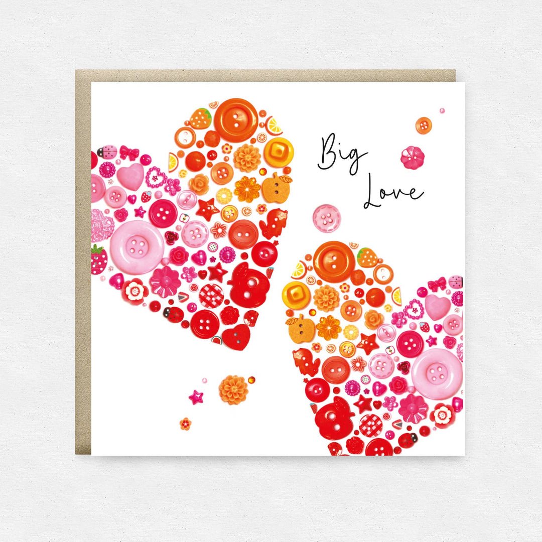 Happy Street - Hearts Buttons Greetings Card | Button Birthday Card