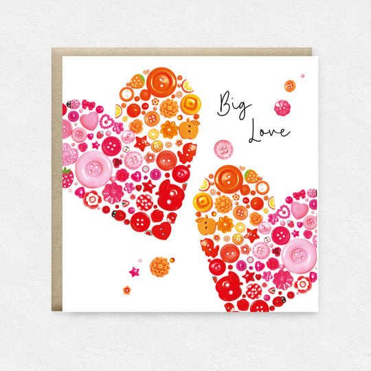 Happy Street - Hearts Buttons Greetings Card | Button Birthday Card