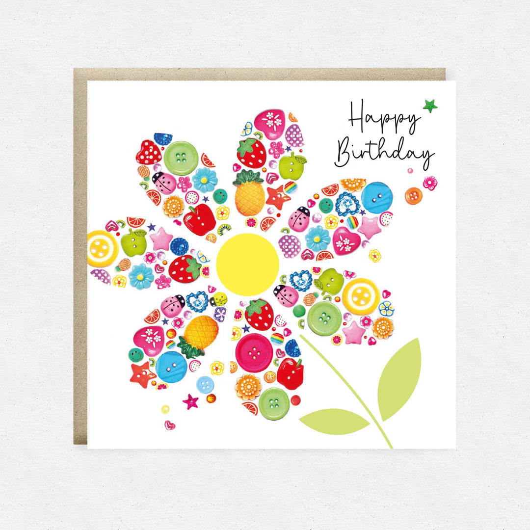 Happy Street - Petal Buttons Greetings Card | Button Birthday Card