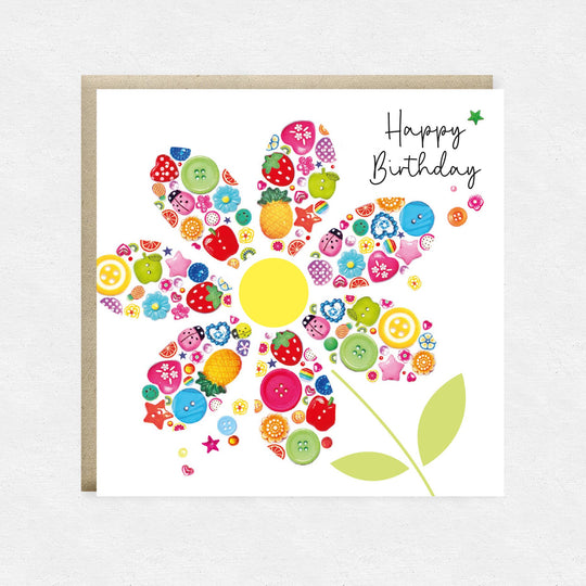Happy Street - Petal Buttons Greetings Card | Button Birthday Card