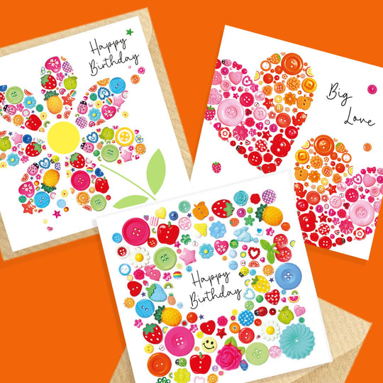 Happy Street - Petal Buttons Greetings Card | Button Birthday Card