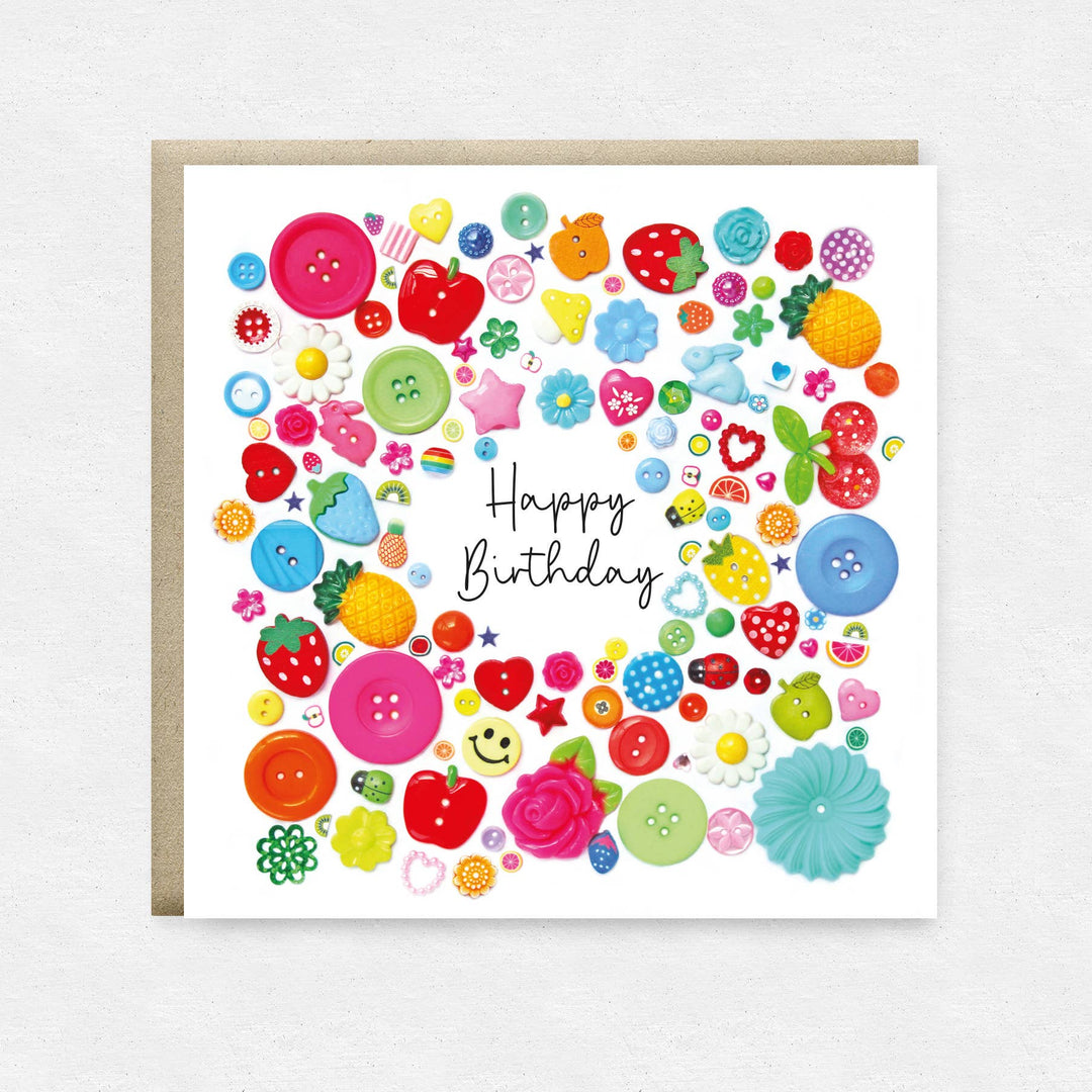 Happy Street - Scatter Buttons Greetings Card | Button Birthday Card