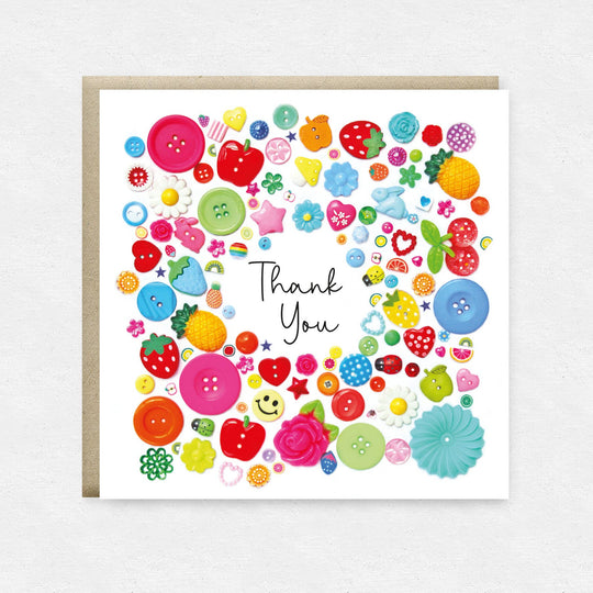 Happy Street - Thank you Greetings Card | Button Thank You Card